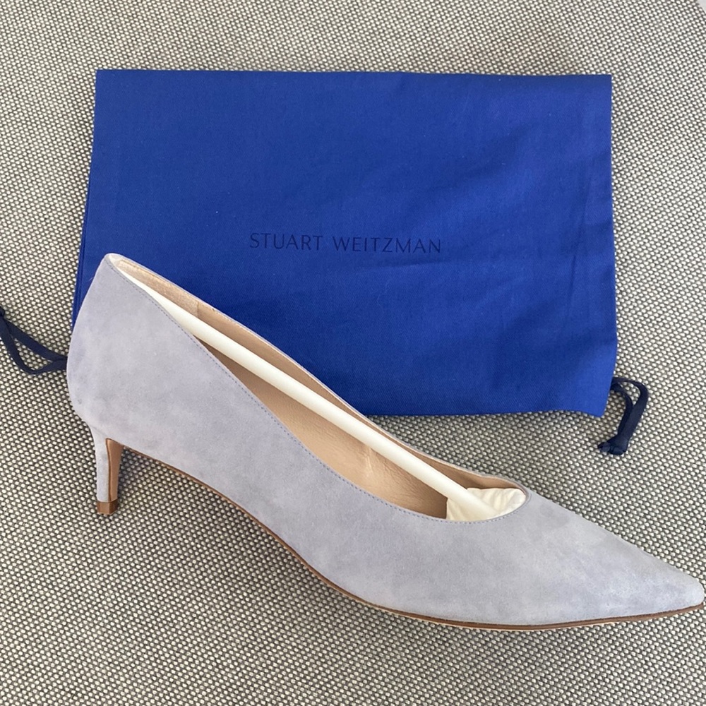 Grey blue Stuart Weitzman kitten heels